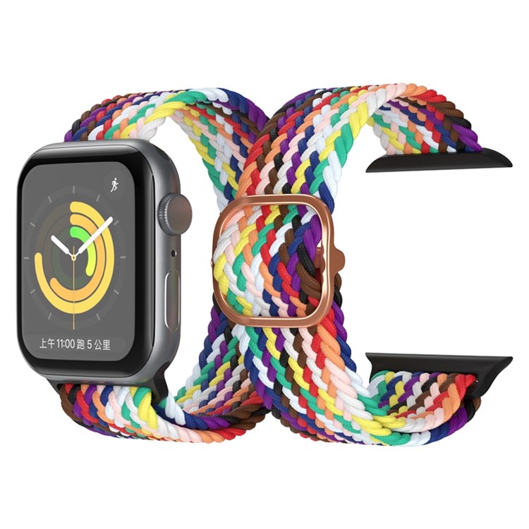 For Apple Watch Series 10 46mm / Ultra 2 Ultra 49mm / 9 8 7 45mm / SE (2023) SE (2022) SE 6 5 4 44mm / 3 2 1 42mm Nylon Braided Smart Watch Strap Replacement Wrist Band - Gradient Grey