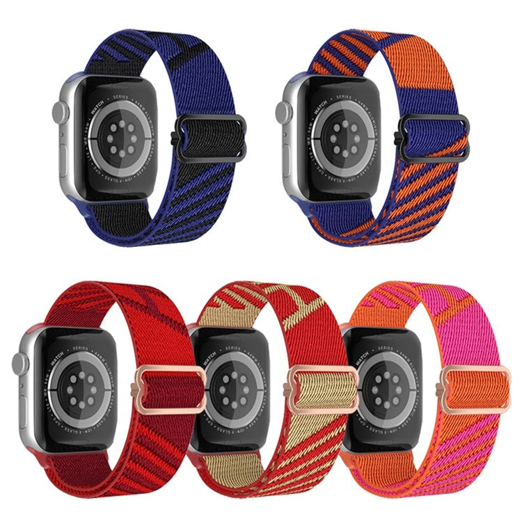 For Apple Watch Series 10 42mm / 9 8 7 41mm / 6 5 4 SE SE (2022) SE (2023) 40mm / 3 2 1 38mm Dual Color Nylon Watch Band Adjustable Wrist Strap Replacement - Dark Red / Red
