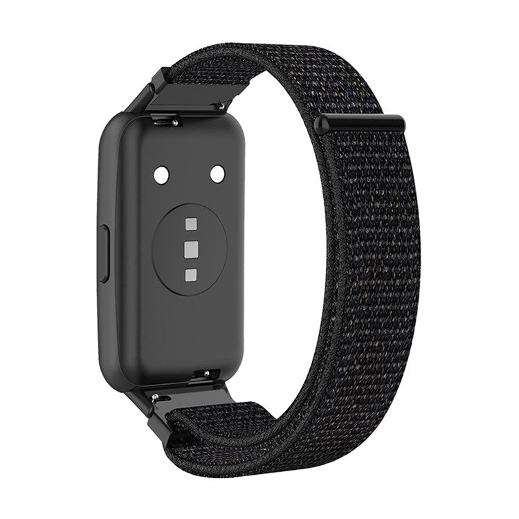 For Huawei Band 7 Soft Nylon Watch Band Adjustable Loop Fastener Sport Strap Wristband Replacement - Black