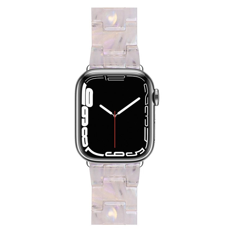 For Apple Watch Series 10 42mm / 9 8 7 41mm / 6 5 4 SE SE (2022) SE (2023) 40mm / 3 2 1 38mm Resin Band Stainless Steel Buckle Replacement Watch Strap - Shell White