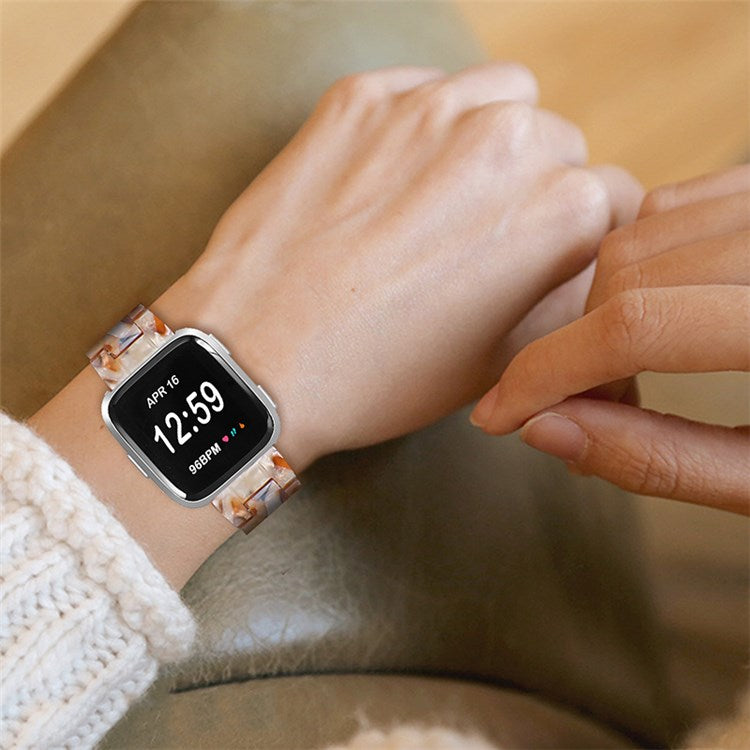 For Fitbit Versa 2 / Versa / Versa Lite / Versa SE Resin Wristband Stainless Steel Buckle Sport Watch Band - Yellow Flowers
