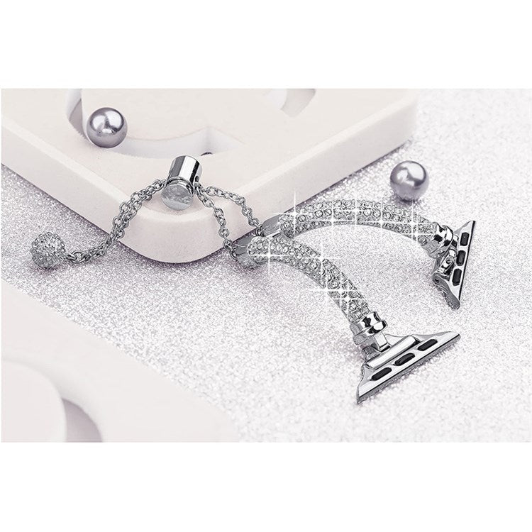 For Apple Watch Series 10 42mm / 9 8 7 41mm / 6 5 4 SE SE (2022) SE (2023) 40mm / 3 2 1 38mm Anti-Scratch Anti-Wear Bracelet Rhinestone Decor Metal Watch Band Wrist Strap Replacement - Silver