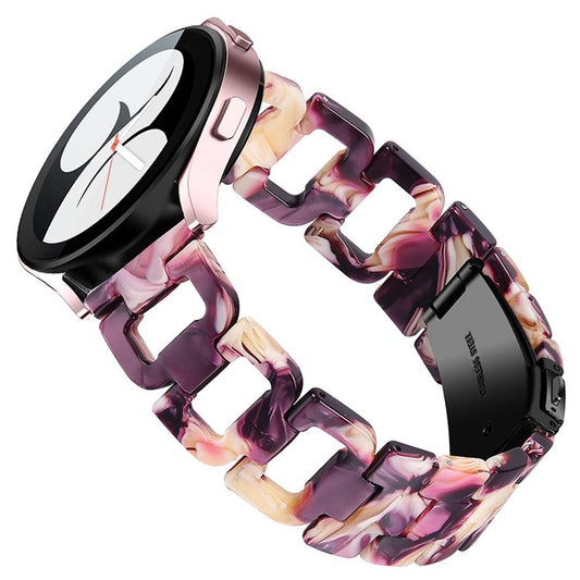 For Samsung Galaxy Watch4 Active 40mm / 44mm  /  Watch4 Classic 42mm / 46mm D Shape Resin Smart Watch Strap Wristband with Stainless Steel Buckle - Purple Mix