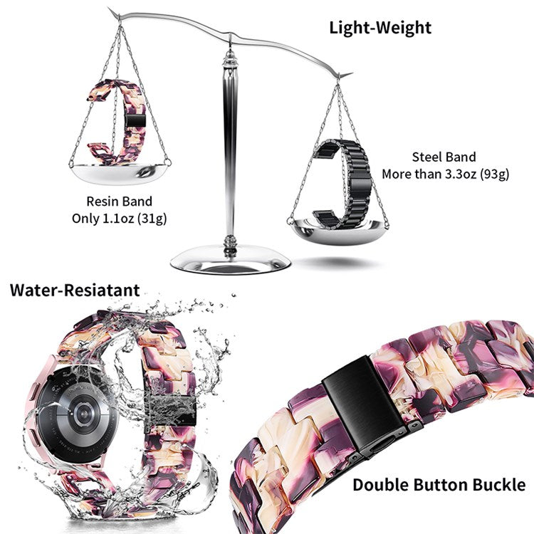 For Samsung Galaxy Watch4 Active 40mm / 44mm  /  Watch4 Classic 42mm / 46mm D Shape Resin Smart Watch Strap Wristband with Stainless Steel Buckle - Purple Mix