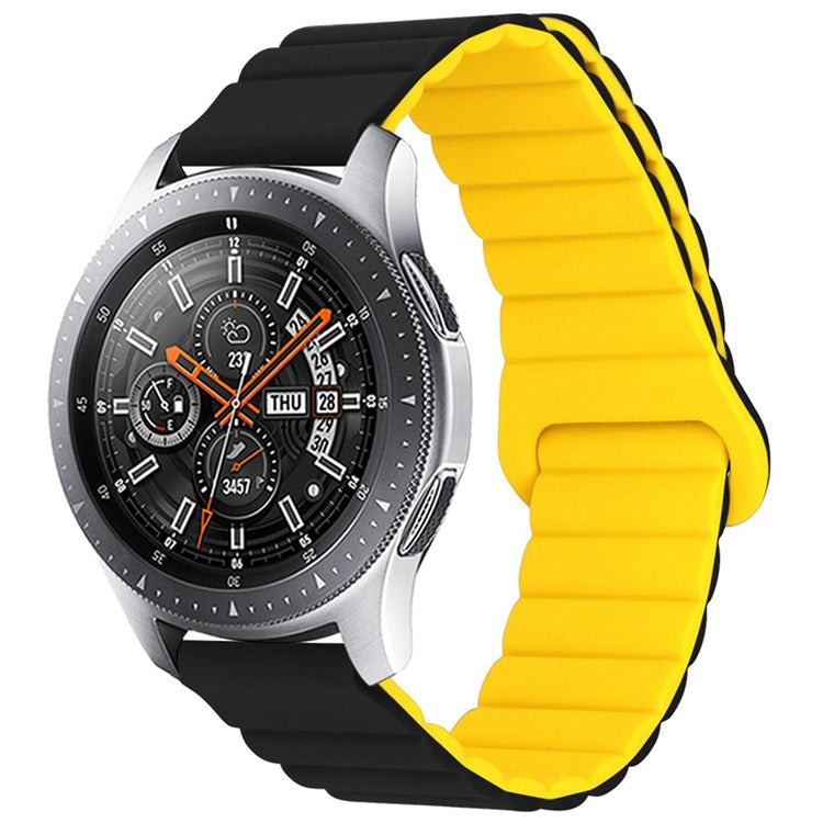 For Haylou RT / RT2 / GST / GS / RS3 / Huawei Watch 3 / Xiaomi Watch S1 / S1 Active, Magnetic Watch Band 22mm Universal Silicone Wrist Strap - Black / Yellow