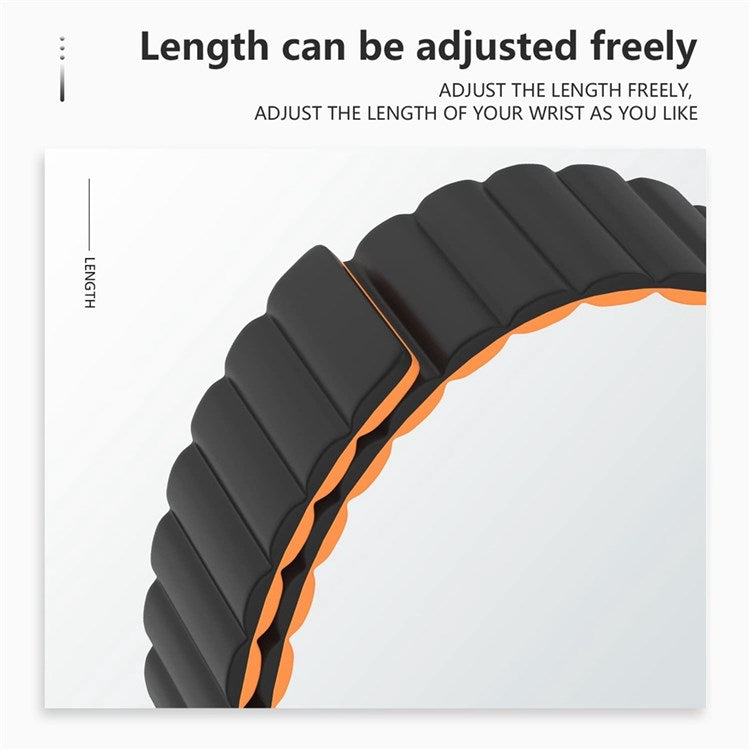 For Apple Watch Series 10 46mm / Ultra 2 Ultra 49mm /  Series 9 8 7 45mm / 6 5 4 SE (2023) SE (2022) SE 44mm / 3 2 1 42mm Silicone Strap Magnetic Watchband - Black