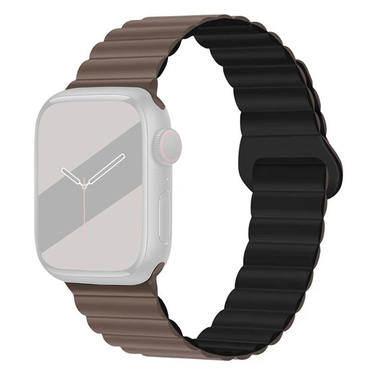 Watch Strap for Apple Watch Series 10 42mm / 9 8 7 41mm / SE (2023) SE (2022) SE 6 5 4 40mm / 3 2 1 38mm Magnetic Silicone Watch Band - Chocolate / Black