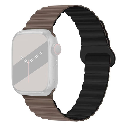 Watch Strap for Apple Watch Series 10 42mm / 9 8 7 41mm / SE (2023) SE (2022) SE 6 5 4 40mm / 3 2 1 38mm Magnetic Silicone Watch Band - Chocolate / Black