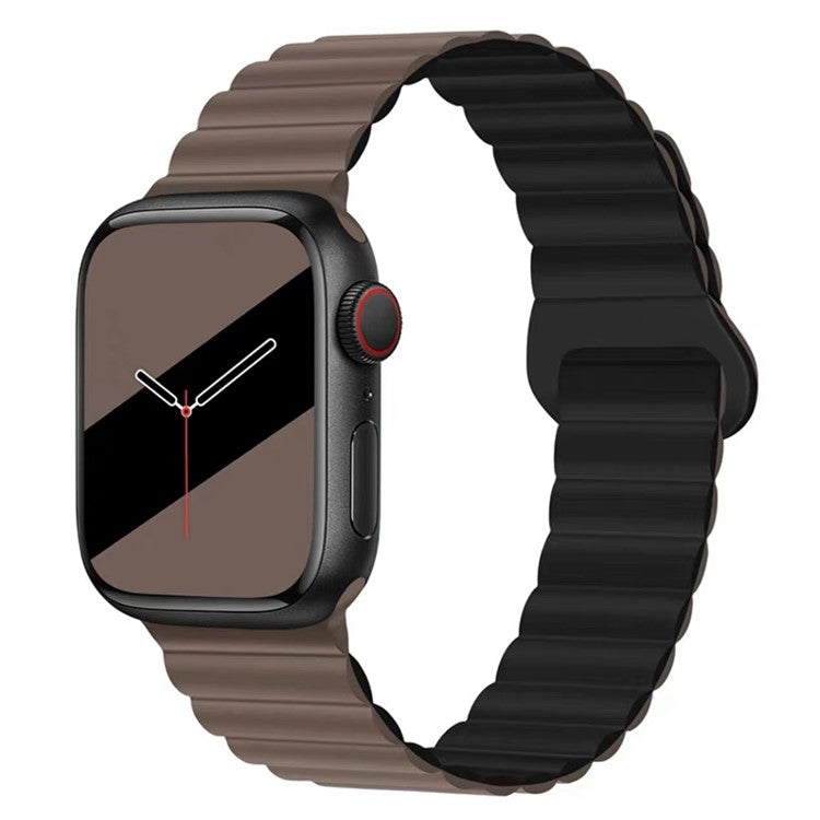 Watch Strap for Apple Watch Series 10 42mm / 9 8 7 41mm / SE (2023) SE (2022) SE 6 5 4 40mm / 3 2 1 38mm Magnetic Silicone Watch Band - Chocolate / Black