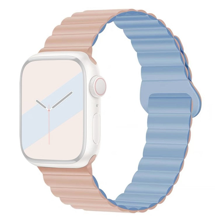 Watch Strap for Apple Watch Series 10 42mm / 9 8 7 41mm / SE (2023) SE (2022) SE 6 5 4 40mm / 3 2 1 38mm Magnetic Silicone Watch Band - Pink / Blue