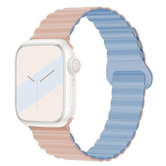 Watch Strap for Apple Watch Series 10 42mm / 9 8 7 41mm / SE (2023) SE (2022) SE 6 5 4 40mm / 3 2 1 38mm Magnetic Silicone Watch Band - Pink / Blue