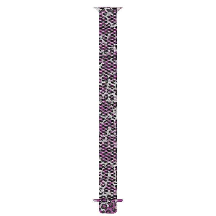 For Apple Watch Series 10 42mm / 9 8 7 41mm / 6 5 4 SE SE (2022) SE (2023) 40mm / 3 2 1 38mm Mesh Milanese Bracelet Watch Band Gradient Magnetic Strap Replacement - Purple Leopard Print