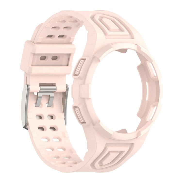 For Samsung Galaxy Watch4 Classic 46mm Soft TPU Replacement Band Strap with Bumper Protective Case - Light Pink