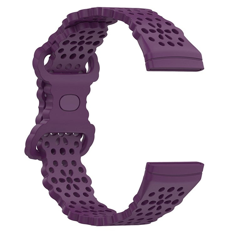For Fitbit Versa Versa 3 / Sense Lace Flower TPU Band Hollow-out Sport Wristband Replacement - Dark Purple