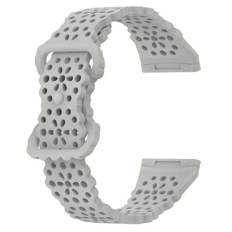 For Fitbit Versa Versa 3 / Sense Lace Flower TPU Band Hollow-out Sport Wristband Replacement - Rock Grey