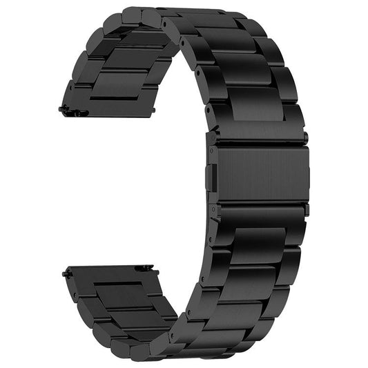 JLT For Samsung Galaxy Watch4 Classic 46mm / 42mm / Garmin Venu 2 Plus 22mm Stainless Steel Watch Strap Three Beads Wrist Band - Black