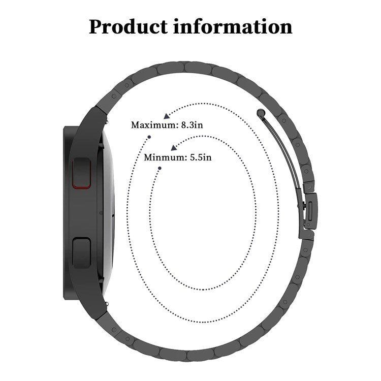 JLT For Samsung Galaxy Watch4 Classic 46mm / 42mm / Garmin Venu 2 Plus 22mm Stainless Steel Watch Strap Three Beads Wrist Band - Black