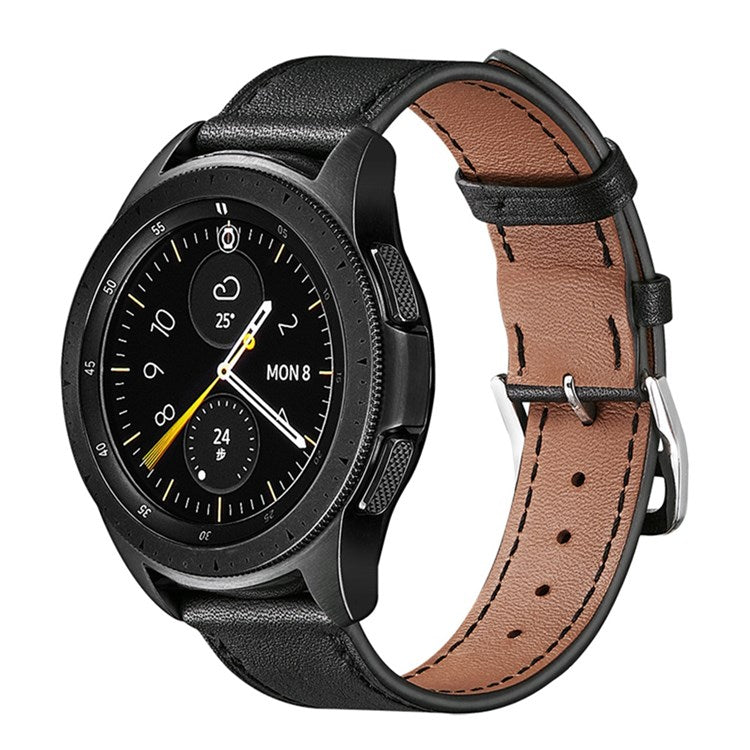 XIAOMI YOUPIN for Haylou LS02 / RS4 Plus LS11 20mm Watch Bands Replacement Strap Textured Genuine Leather Adjustable Wrist Strap - Black