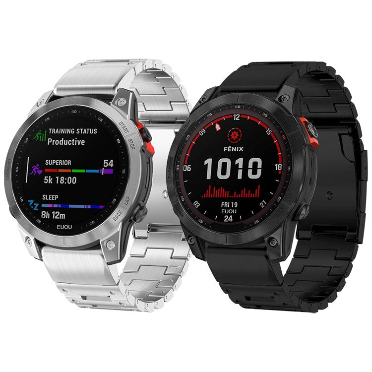 For Garmin Epix Gen2 / Fenix 7 / Descent G1 / Instinct 2 Watch Strap Stainless Steel Watch Band 22mm Replacement Strap with Folding Clasp - Silver