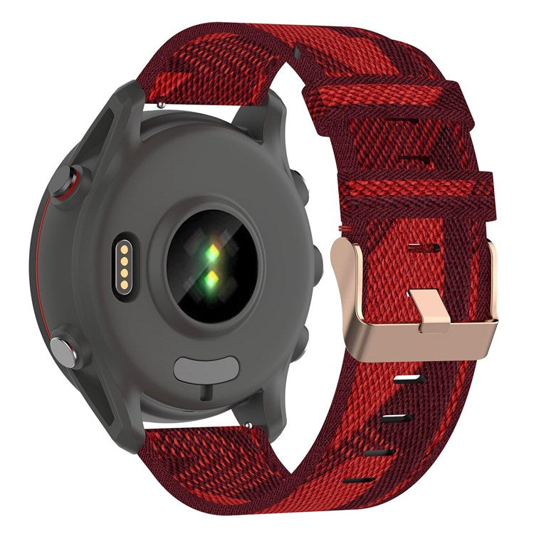 For Garmin Venu Sq / Venu 2 Plus / Huawei Watch GT 2 42mm / GT 3 Pro 43mm Universal Watch Strap 20mm Nylon Watch Band Replacement Watchband with Buckle - Red Stripe