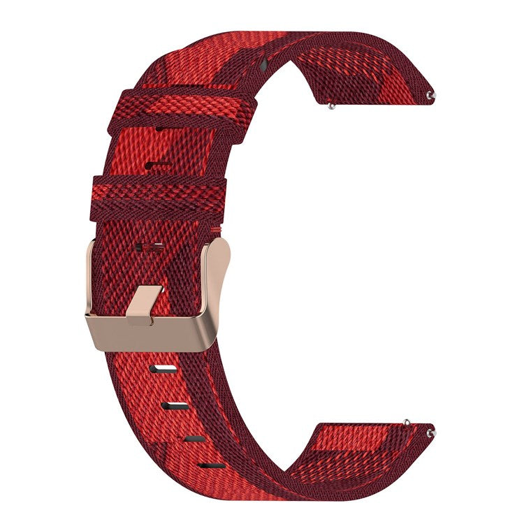 For Garmin Venu Sq / Venu 2 Plus / Huawei Watch GT 2 42mm / GT 3 Pro 43mm Universal Watch Strap 20mm Nylon Watch Band Replacement Watchband with Buckle - Red Stripe