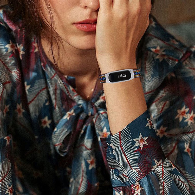 For Xiaomi Mi Band 5 / 6 Elastic Watch Band Nylon Braided Adjustable Wrist Strap Replacement - Style 5