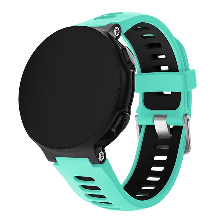 For Garmin Forerunner 235 / 230 / 620 / 630 / 220 / 735 / 735XT Silicone Watch Band Silver Buckle Watch Strap with Spring Bar Universal 22mm Replacement Watchband - Mint Green / Black