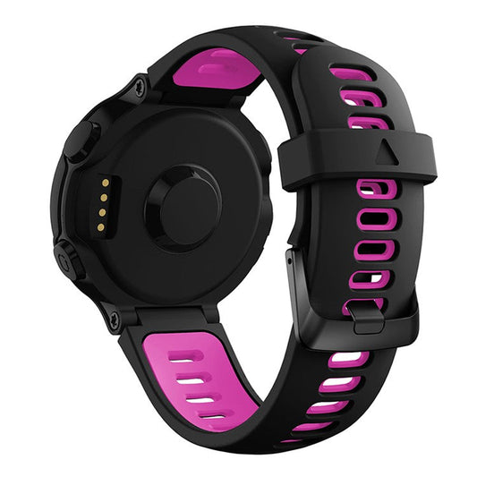 For Garmin Forerunner 235 / 230 / 620 / 630 / 220 / 735 / 735XT Silicone Watch Strap with Black Buckle Replacement Part Universal 22mm Watchband - Black / Rose