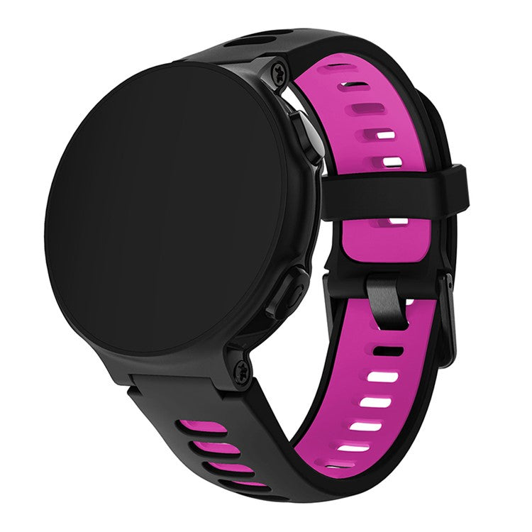 For Garmin Forerunner 235 / 230 / 620 / 630 / 220 / 735 / 735XT Silicone Watch Strap with Black Buckle Replacement Part Universal 22mm Watchband - Black / Rose
