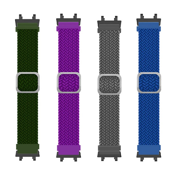 Watch Strap for Huami Amazfit T-Rex 2, Nylon Braided Adjustable Loop Wrist Band Replacement - Red / White