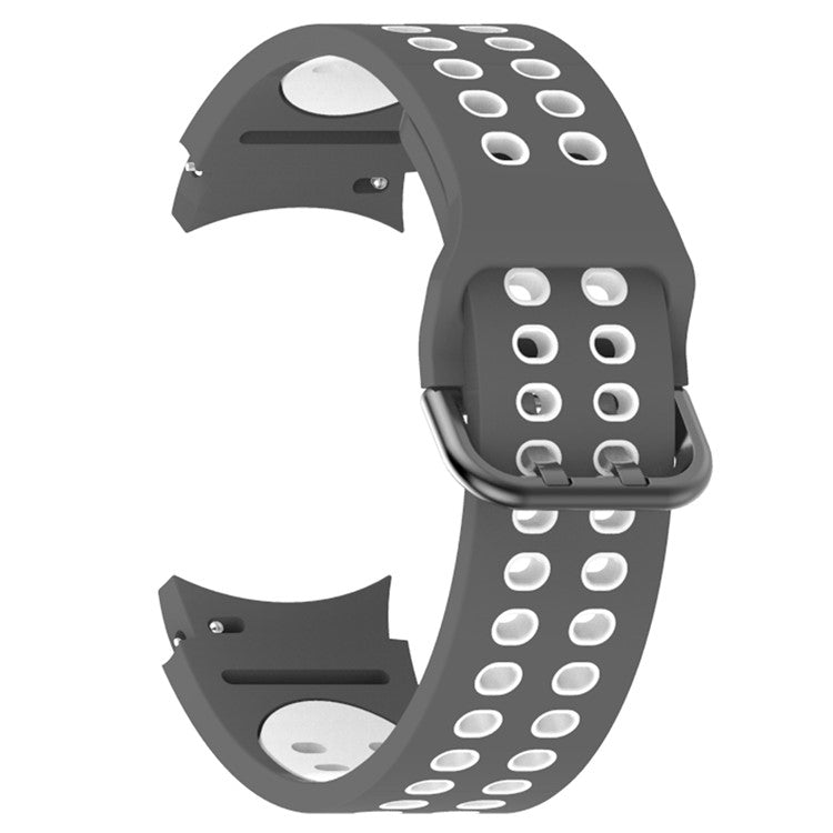 For Samsung Galaxy Watch6 40mm 44mm / Watch6 Classic 43mm 47mm / Watch 5 40mm 44mm / 5 Pro 45mm / Watch4 40mm 44mm Dual-Color Replacement Watch Strap 20mm Silicone Watchband - Grey / White