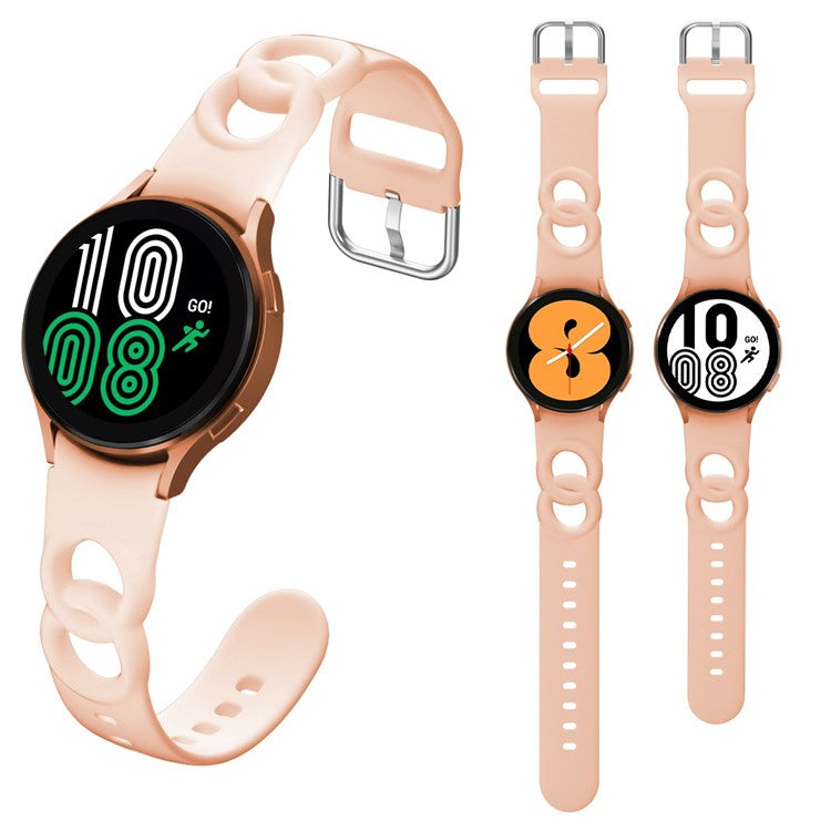 For Samsung Galaxy Watch6 40mm 44mm / Watch6 Classic 43mm 47mm / Watch 5 40mm 44mm / 5 Pro 45mm / Watch4 40mm 44mm Quick Release Watch Band Silicone Hollow Watch Strap 20mm Replacement Watchband - Pink