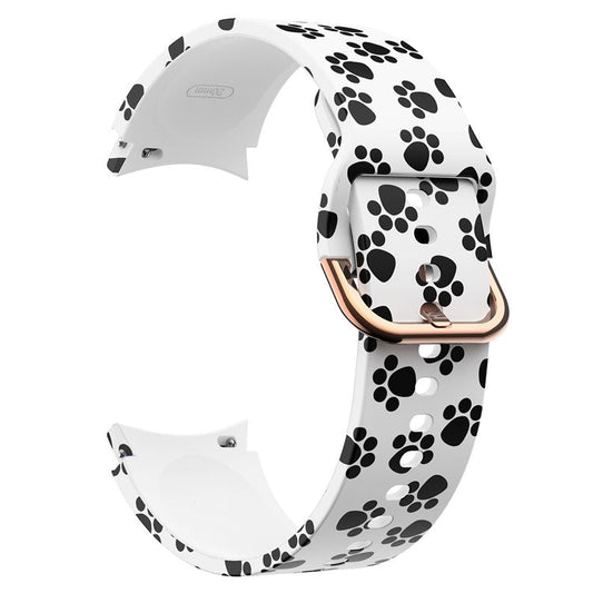 For Samsung Galaxy Watch4 Classic 42mm / 46mm / Watch4 Active 40mm / 44mm Pattern Printed Silicone Watch Band Wrist Strap with Buckle - Paws