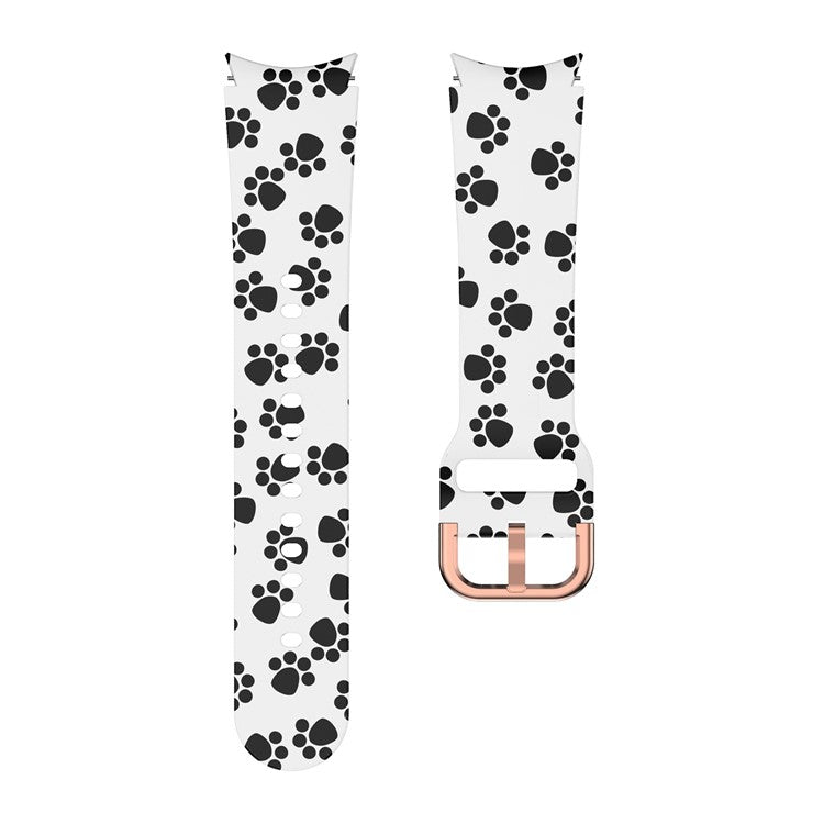 For Samsung Galaxy Watch4 Classic 42mm / 46mm / Watch4 Active 40mm / 44mm Pattern Printed Silicone Watch Band Wrist Strap with Buckle - Paws