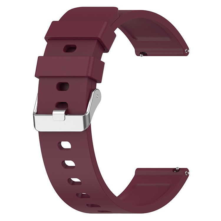 For Huami Amazfit Bip 3 / Bip S Soft Silicone Wrist Band Smart Watch Replacement Strap with Silver Buckle - Wine Red