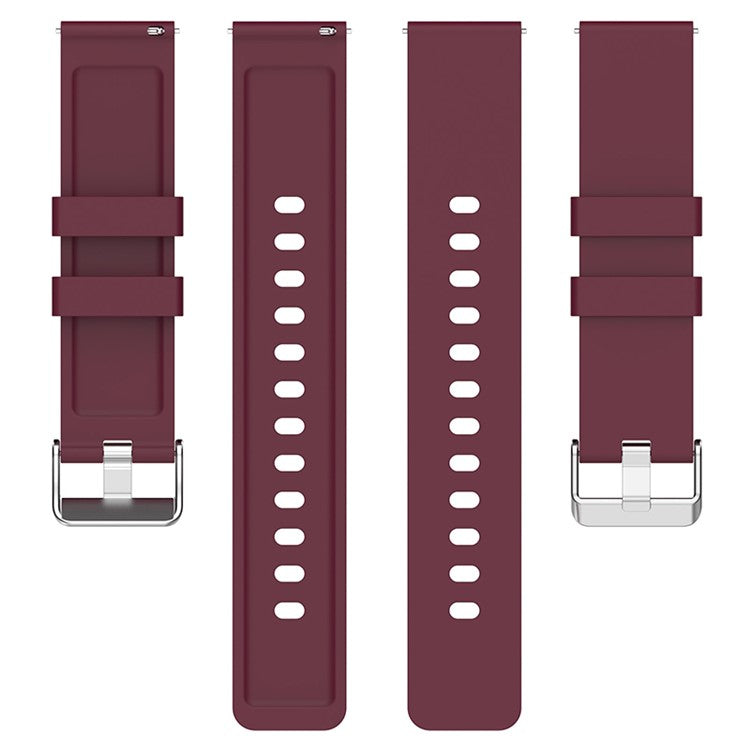 For Huami Amazfit Bip 3 / Bip S Soft Silicone Wrist Band Smart Watch Replacement Strap with Silver Buckle - Wine Red