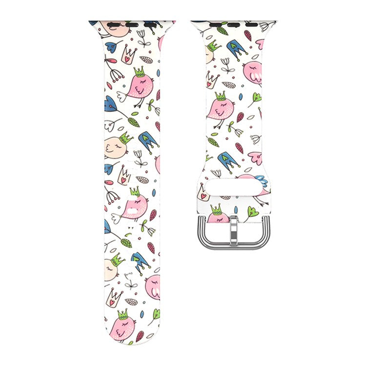 For Apple Watch Series 10 42mm / 9 8 7 41mm / 6 5 4 SE SE (2022) SE (2023) 40mm / 3 2 1 38mm Silicone Watch Strap - Graffiti White