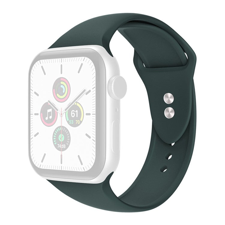 For Apple Watch Series 10 42mm / 9 8 7 41mm / 6 5 4 SE SE (2022) SE (2023) 40mm / 3 2 1 38mm Smart Watch Silicone Strap Watchband Replacement with Double Buttons Buckle, Size L - Blackish Green