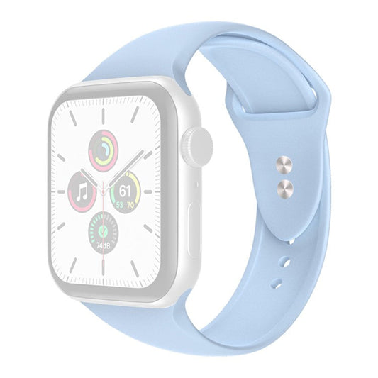 For Apple Watch Series 10 42mm / 9 8 7 41mm / 6 5 4 SE SE (2022) SE (2023) 40mm / 3 2 1 38mm Smart Watch Silicone Strap Watchband Replacement with Double Buttons Buckle, Size L - Blue Purple
