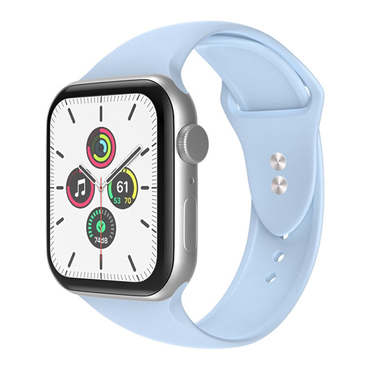 For Apple Watch Series 10 42mm / 9 8 7 41mm / 6 5 4 SE SE (2022) SE (2023) 40mm / 3 2 1 38mm Smart Watch Silicone Strap Watchband Replacement with Double Buttons Buckle, Size L - Blue Purple