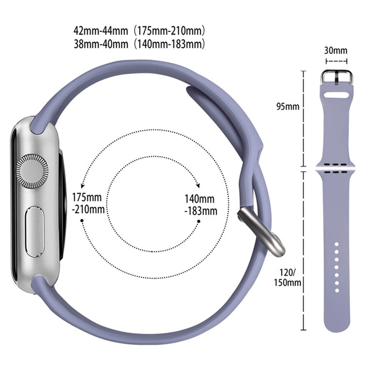 For Apple Watch Series 10 42mm / 9 8 7 41mm / 6 5 4 SE SE (2022) SE (2023) 40mm / 3 2 1 38mm Silicone Watch Band Pin Buckle Wrist Strap Replacement - Purple