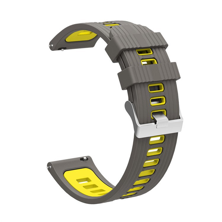 For Samsung Galaxy Watch6 40mm 44mm / Watch6 Classic 43mm 47mm / Watch 5 40mm 44mm / 5 Pro 45mm / Watch4 40mm 44mm Dual Color Watch Band 20mm Silicone Breathable Adjustable Sport Strap - Grey / Yellow
