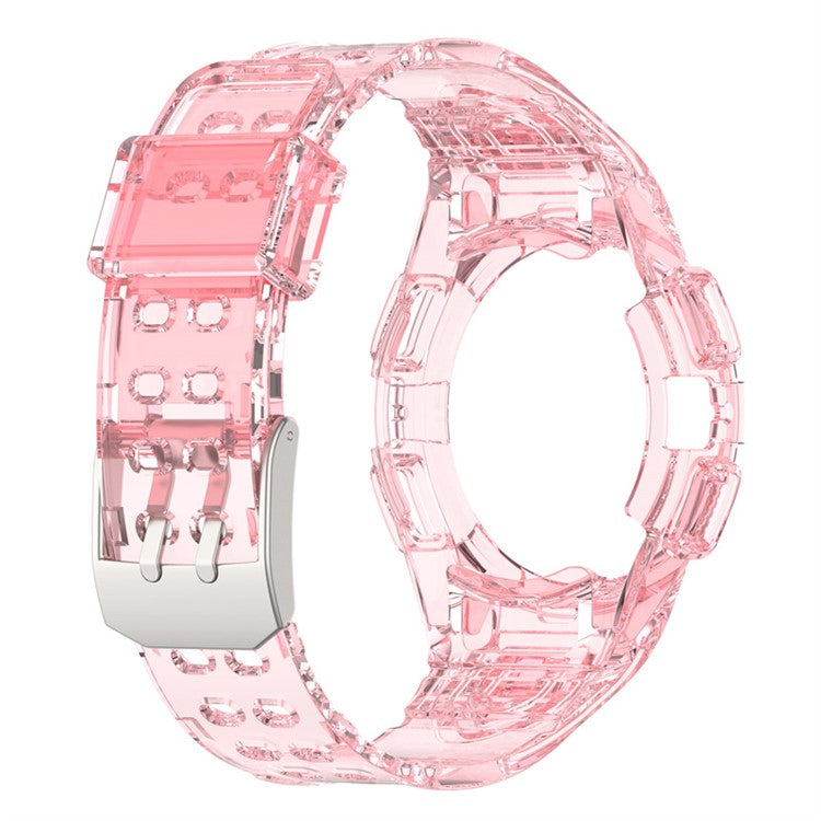 For Samsung Galaxy Watch4 44mm Smart Watch Soft TPU Replacement Strap Integrated with Watch Case - Transparent Pink