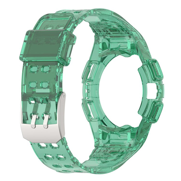 For Samsung Galaxy Watch4 44mm Smart Watch Soft TPU Replacement Strap Integrated with Watch Case - Transparent Green