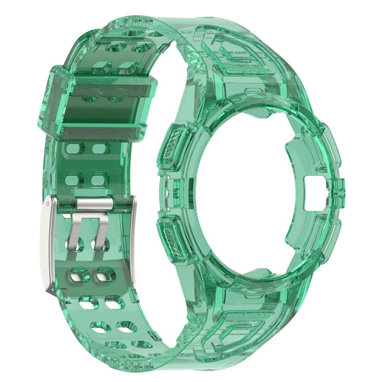 For Samsung Galaxy Watch4 44mm Smart Watch Soft TPU Replacement Strap Integrated with Watch Case - Transparent Green