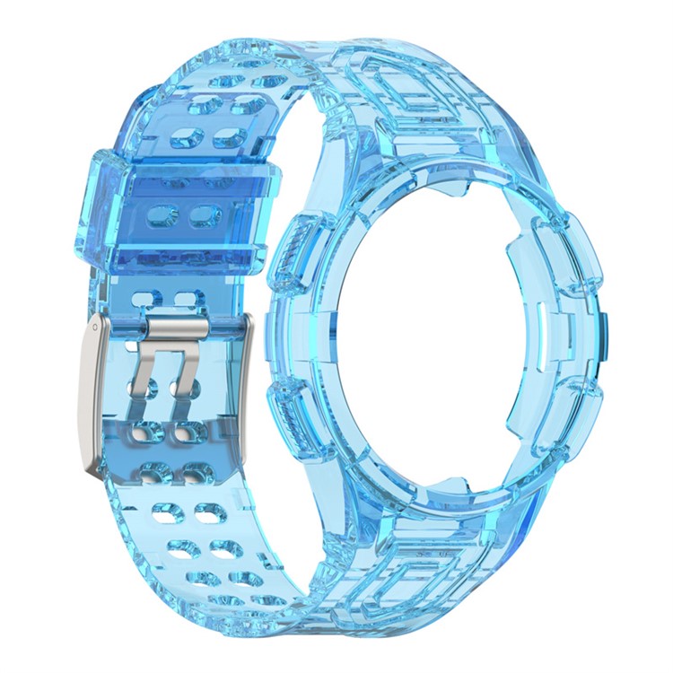 For Samsung Galaxy Watch4 Classic 46mm Smart Watch Strap Soft TPU Wrist Band Integrated with Watch Case - Transparent Blue