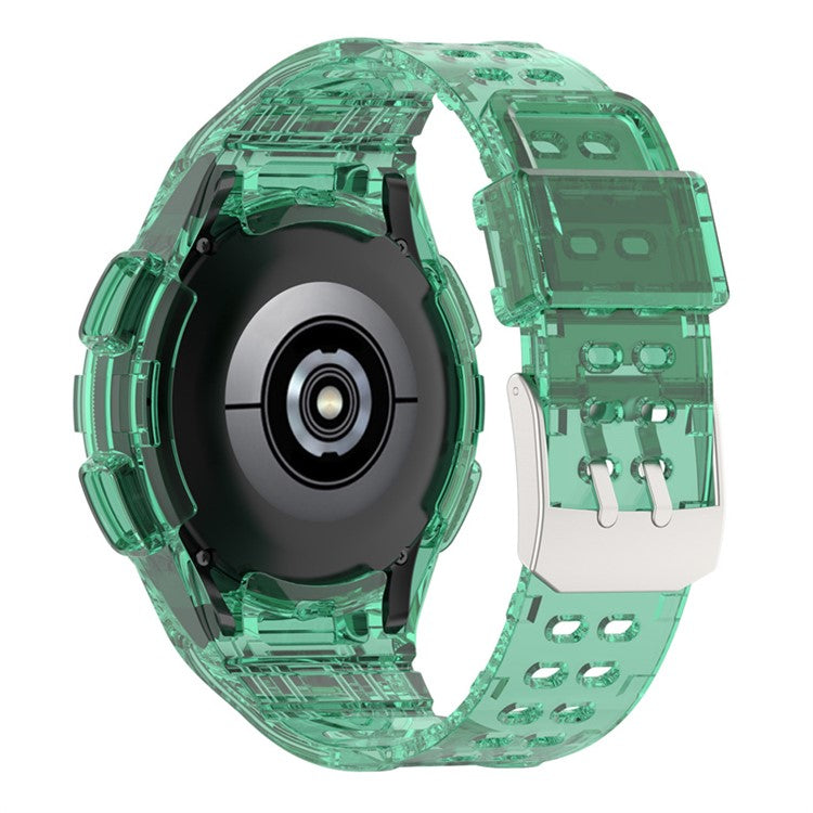 For Samsung Galaxy Watch4 Classic 46mm Smart Watch Strap Soft TPU Wrist Band Integrated with Watch Case - Transparent Green
