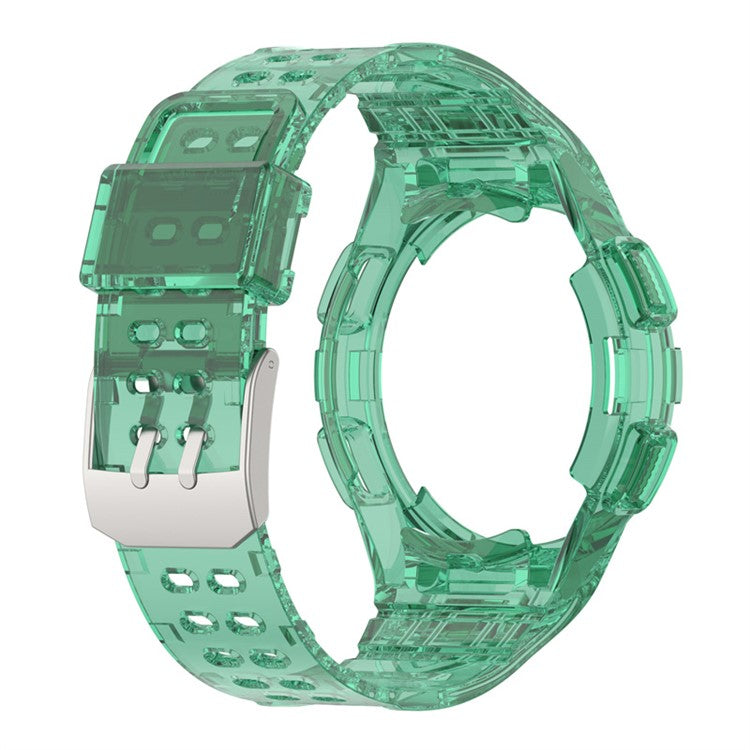 For Samsung Galaxy Watch4 Classic 46mm Smart Watch Strap Soft TPU Wrist Band Integrated with Watch Case - Transparent Green
