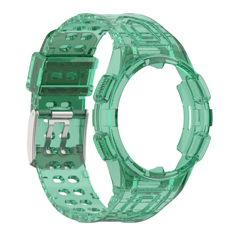 For Samsung Galaxy Watch4 Classic 46mm Smart Watch Strap Soft TPU Wrist Band Integrated with Watch Case - Transparent Green
