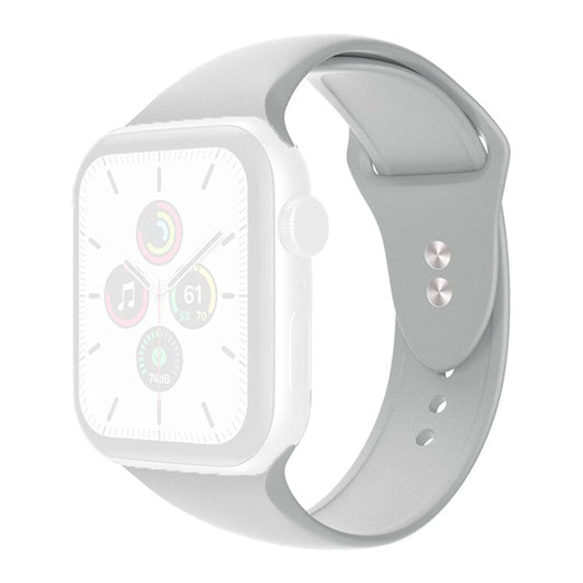 For Apple Watch Series 10 46mm / Ultra 2 Ultra 49mm / 9 8 7 45mm / SE (2023) SE (2022) SE 6 5 4 44mm / 3 2 1 42mm Wrist Strap Silicone Watchband with Double Buttons Buckle, Size S / M - Light Grey